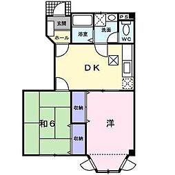 ヴェルドミール21 1階2DKの間取り