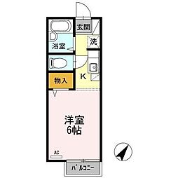 パレス仁方屋 1階1Kの間取り