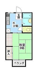 パナハイツクラタ　Ｂ 1階1Kの間取り