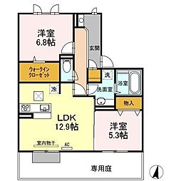 ドリーム　Ｂ棟 1階2LDKの間取り