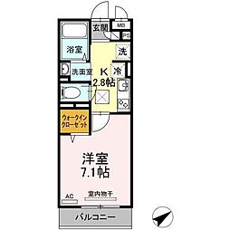 ラプンツェル 1Kの間取図画像