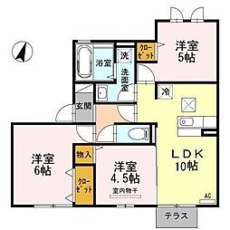 ボヌール千田B 3LDKの間取図画像