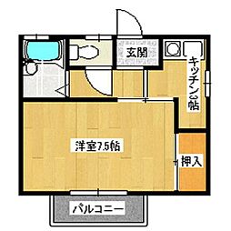 エメローズ幸 1Kの間取図画像