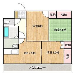 マンション培遠 3DKの間取図画像