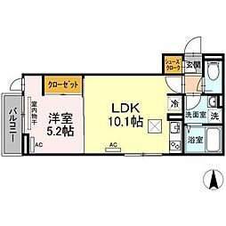 ウィット引野町 1LDKの間取図画像