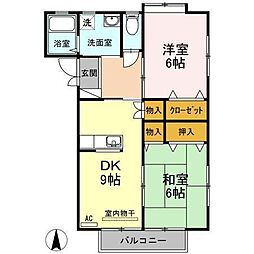 ラフィーネB 2LDKの間取図画像