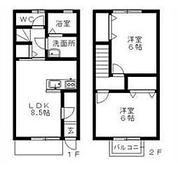 ヨーロピアン大前B 2DKの間取図画像
