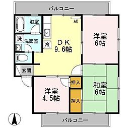 ブランシェ中須 3DKの間取図画像