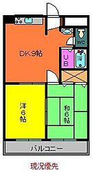 健生館マンション 2DKの間取図画像