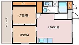 ジュネスKASUGA 2LDKの間取図画像