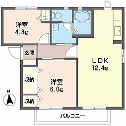 ルピナス御幸A 2LDKの間取図画像