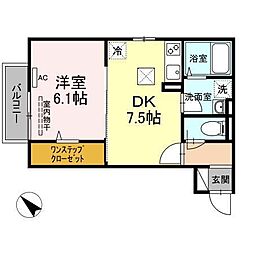 フレンズ多治米 1DKの間取図画像