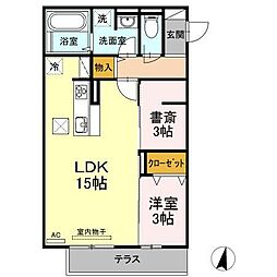 プレジール手城 1LDKの間取図画像