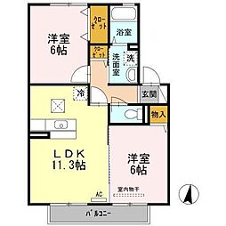 エスパース深津 2LDKの間取図画像