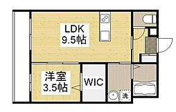 プランドール沖野上 1LDKの間取図画像