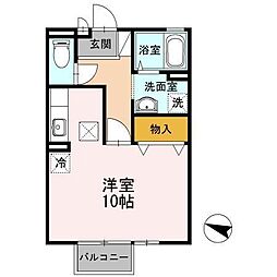 岩輝ハイツ二号館 1Kの間取図画像