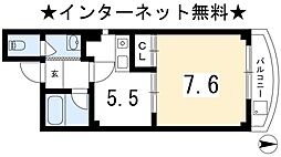 エクセルハイツ黒田 1DKの間取図画像