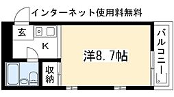 サンライズ大山 1Kの間取図画像