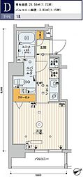 スカイコートヒルズ新宿 3階1Kの間取り