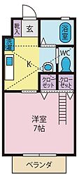 ハイツ萩原 1階1Kの間取り