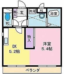 ウエストハウス 1DKの間取図画像