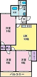 第2コーポ寿 3DKの間取図画像