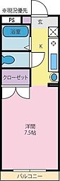 オリジンマンション 1Kの間取図画像