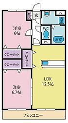 レザン・セーヌ 2LDKの間取図画像