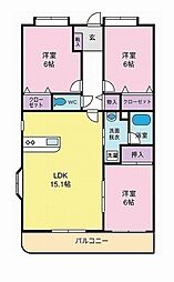 プレステージ・コート 3LDKの間取図画像