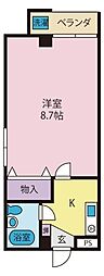 コーポイースト1 1Kの間取図画像