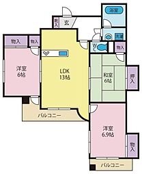 タワーレジデンス甲府中央 3LDKの間取図画像
