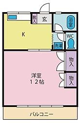 コーポ中沢 1Kの間取図画像