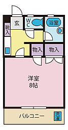 サンハイツ藤巻2 1Kの間取図画像