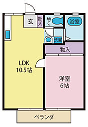 サンシティ寿 1LDKの間取図画像
