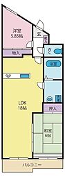 ラルゴ住吉 2LDKの間取図画像