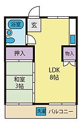 ハイム中沢 1LDKの間取図画像