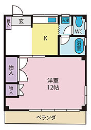 コーポ中沢 1Kの間取図画像