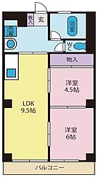ガーベラマンション山梨 2LDKの間取図画像