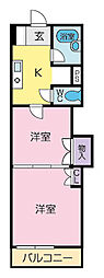 レジデンスカープ甲府 2Kの間取図画像