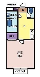 エトワール甲府 1Kの間取図画像