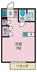 なでしこ2A ワンルームの間取図画像
