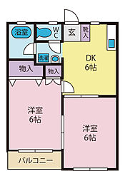 ハイツことぶき 2DKの間取図画像