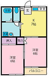 アゼール 2Kの間取図画像