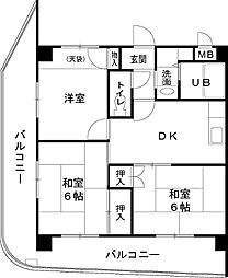ロイヤルコーポ高砂 3DKの間取図画像