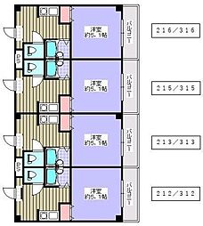 バンフォーレスミダ 1Kの間取図画像