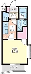 オリエンス1 1Kの間取図画像