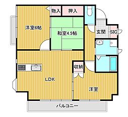 ウィステリア紀伊田辺 3LDKの間取図画像