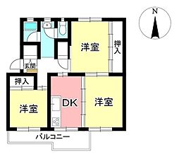 藤山台団地209棟 3DKの間取図画像