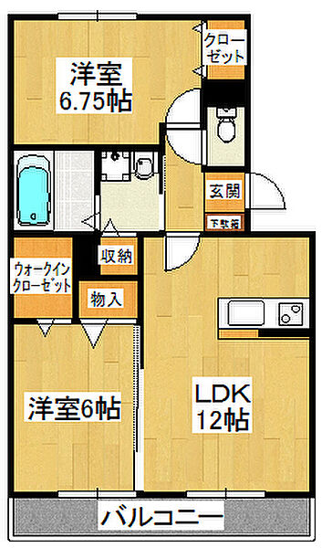 スカイタウン塚田 202｜千葉県船橋市前貝塚町(賃貸アパート2LDK・2階・58.07㎡)の写真 その2