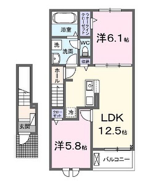 カミーノクラントーノ　ウーノ 203｜兵庫県姫路市飾東町佐良和(賃貸アパート2LDK・2階・56.48㎡)の写真 その2